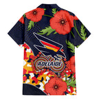 Adelaide Crows ANZAC Day Tribute Family Matching Short Sleeve Bodycon Dress and Hawaiian Shirt Indigenous Dot Art Poppy Remembrance Football Warrior