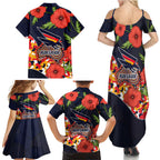 Adelaide Crows ANZAC Day Tribute Family Matching Summer Maxi Dress and Hawaiian Shirt Indigenous Dot Art Poppy Remembrance Football Warrior
