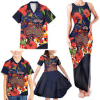 Adelaide Crows ANZAC Day Tribute Family Matching Tank Maxi Dress and Hawaiian Shirt Indigenous Dot Art Poppy Remembrance Football Warrior