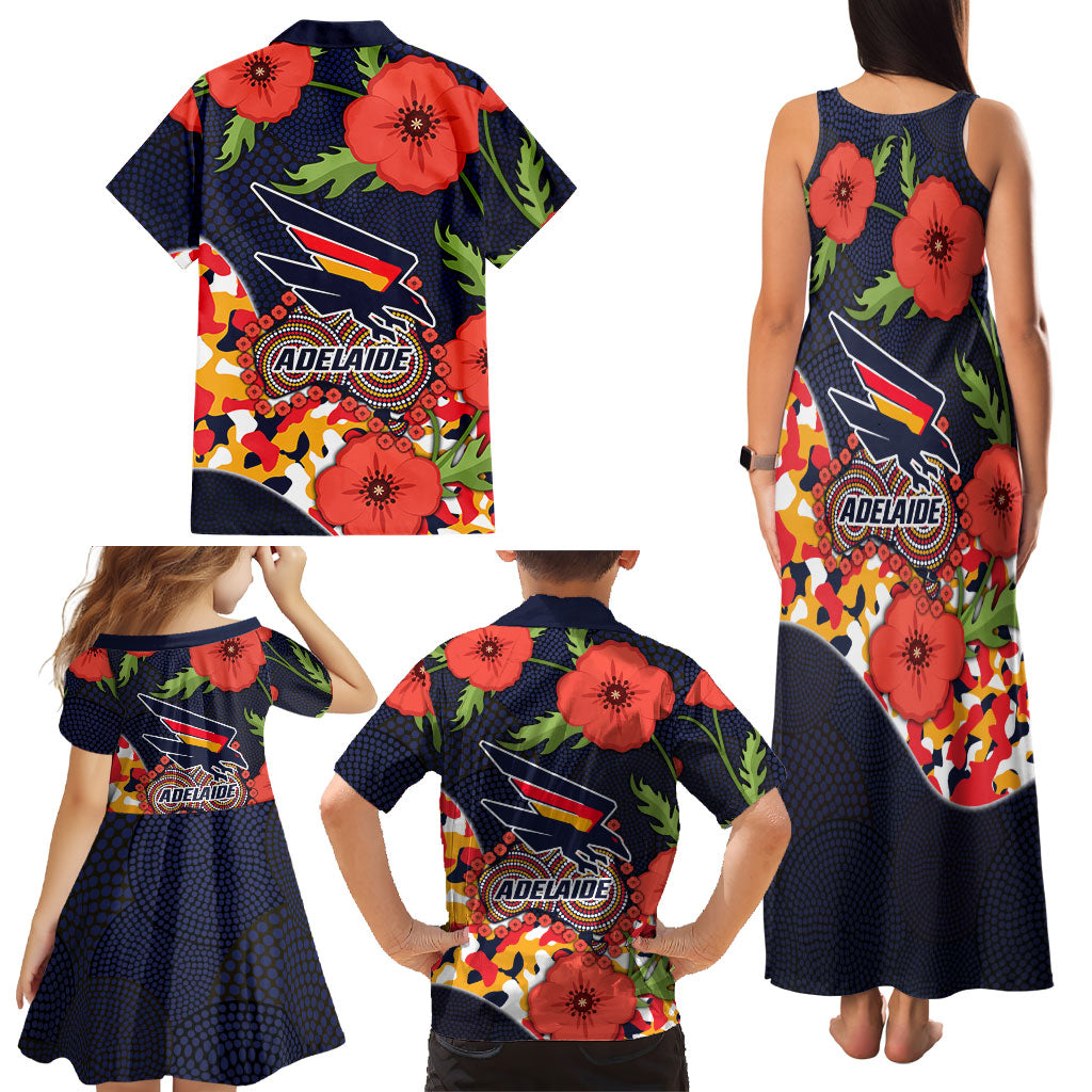 Adelaide Crows ANZAC Day Tribute Family Matching Tank Maxi Dress and Hawaiian Shirt Indigenous Dot Art Poppy Remembrance Football Warrior