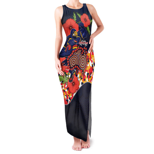 Adelaide Crows ANZAC Day Tribute Family Matching Tank Maxi Dress and Hawaiian Shirt Indigenous Dot Art Poppy Remembrance Football Warrior