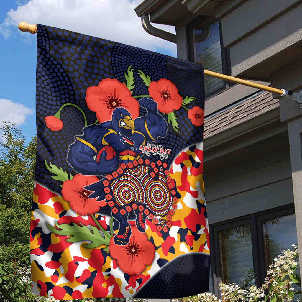 Adelaide Crows ANZAC Day Tribute Garden Flag Indigenous Dot Art Poppy Remembrance Football Warrior