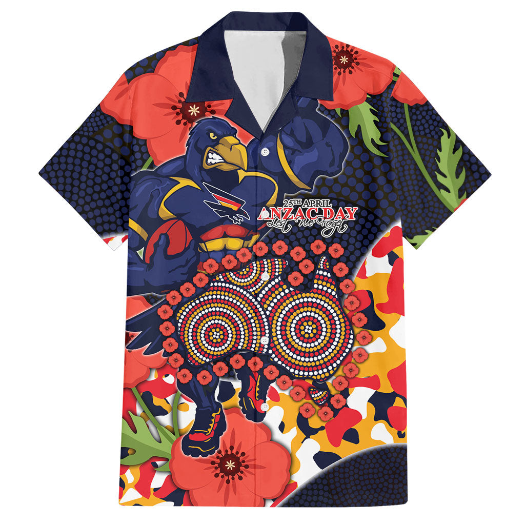 Adelaide Crows ANZAC Day Tribute Hawaiian Shirt Indigenous Dot Art Poppy Remembrance Football Warrior