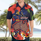Adelaide Crows ANZAC Day Tribute Hawaiian Shirt Indigenous Dot Art Poppy Remembrance Football Warrior