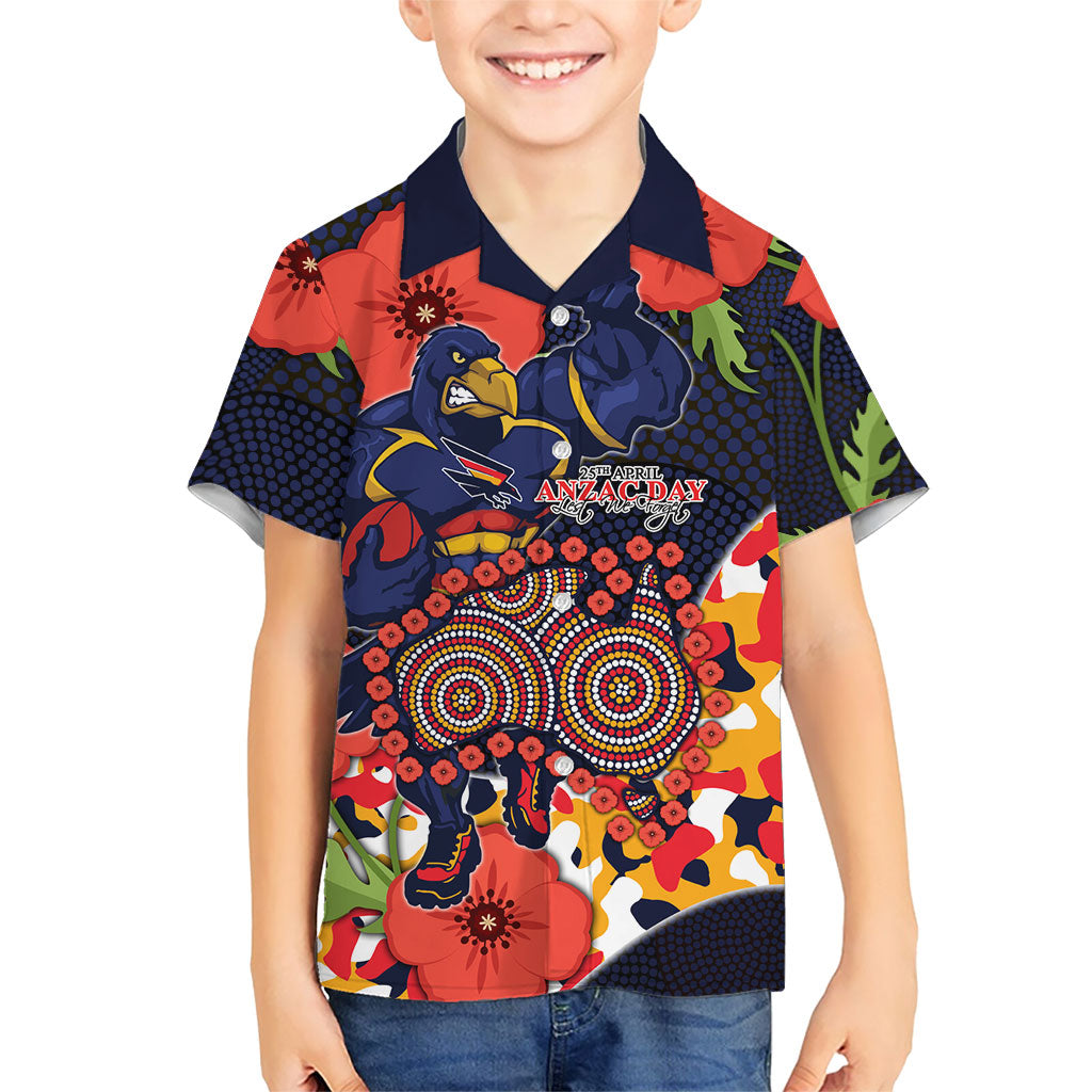 Adelaide Crows ANZAC Day Tribute Hawaiian Shirt Indigenous Dot Art Poppy Remembrance Football Warrior