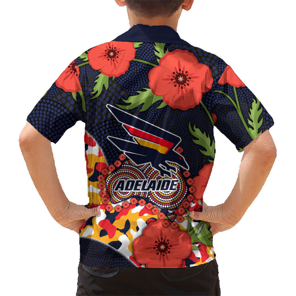 Adelaide Crows ANZAC Day Tribute Hawaiian Shirt Indigenous Dot Art Poppy Remembrance Football Warrior