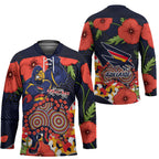 Adelaide Crows ANZAC Day Tribute Hockey Jersey Indigenous Dot Art Poppy Remembrance Football Warrior