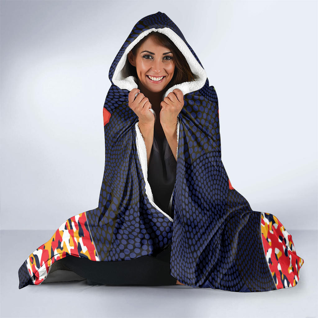 Adelaide Crows ANZAC Day Tribute Hooded Blanket Indigenous Dot Art Poppy Remembrance Football Warrior