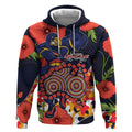 Adelaide Crows ANZAC Day Tribute Hoodie Indigenous Dot Art Poppy Remembrance Football Warrior