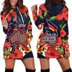Adelaide Crows ANZAC Day Tribute Hoodie Dress Indigenous Dot Art Poppy Remembrance Football Warrior