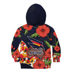 Adelaide Crows ANZAC Day Tribute Kid Hoodie Indigenous Dot Art Poppy Remembrance Football Warrior