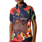 Adelaide Crows ANZAC Day Tribute Kid Polo Shirt Indigenous Dot Art Poppy Remembrance Football Warrior