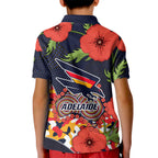 Adelaide Crows ANZAC Day Tribute Kid Polo Shirt Indigenous Dot Art Poppy Remembrance Football Warrior