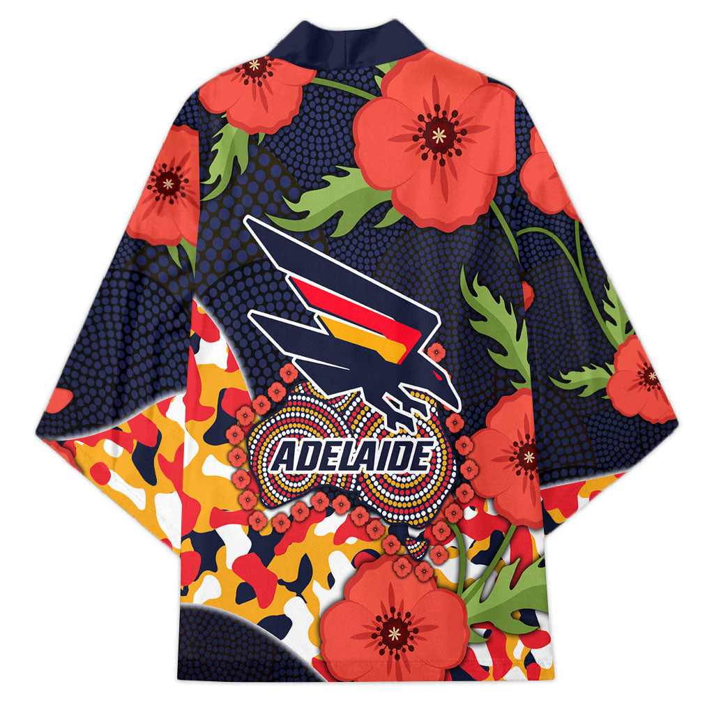 Adelaide Crows ANZAC Day Tribute Kimono Indigenous Dot Art Poppy Remembrance Football Warrior