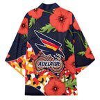 Adelaide Crows ANZAC Day Tribute Kimono Indigenous Dot Art Poppy Remembrance Football Warrior