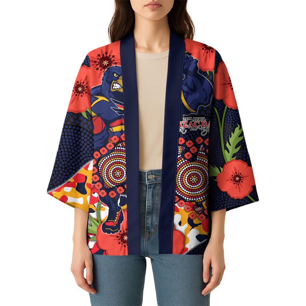 Adelaide Crows ANZAC Day Tribute Kimono Indigenous Dot Art Poppy Remembrance Football Warrior