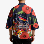 Adelaide Crows ANZAC Day Tribute Kimono Indigenous Dot Art Poppy Remembrance Football Warrior