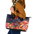 Adelaide Crows ANZAC Day Tribute Leather Tote Bag Indigenous Dot Art Poppy Remembrance Football Warrior