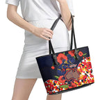 Adelaide Crows ANZAC Day Tribute Leather Tote Bag Indigenous Dot Art Poppy Remembrance Football Warrior