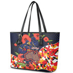 Adelaide Crows ANZAC Day Tribute Leather Tote Bag Indigenous Dot Art Poppy Remembrance Football Warrior