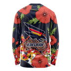 Adelaide Crows ANZAC Day Tribute Long Sleeve Shirt Indigenous Dot Art Poppy Remembrance Football Warrior