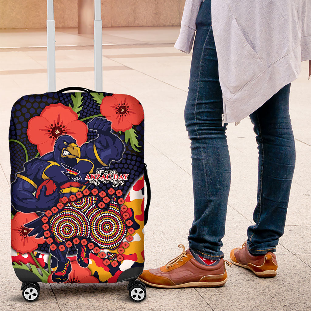 Adelaide Crows ANZAC Day Tribute Luggage Cover Indigenous Dot Art Poppy Remembrance Football Warrior
