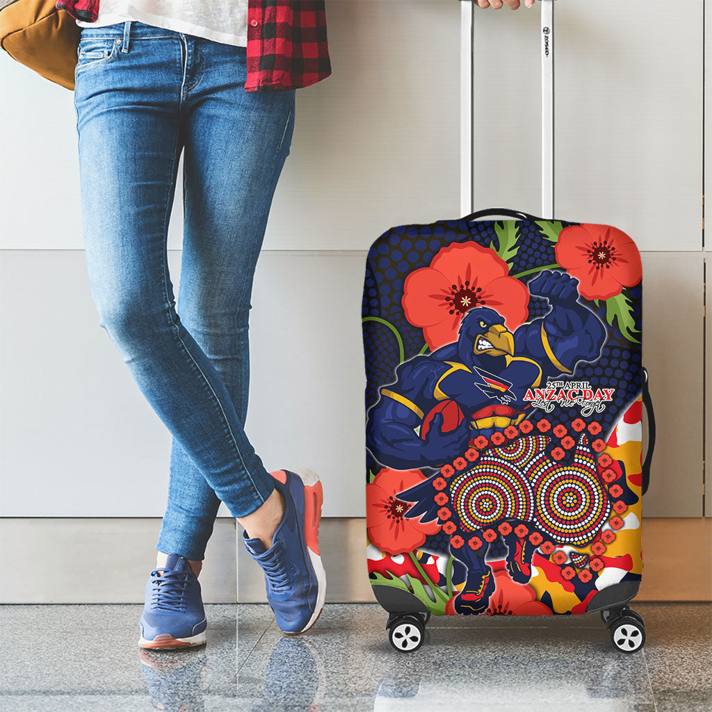 Adelaide Crows ANZAC Day Tribute Luggage Cover Indigenous Dot Art Poppy Remembrance Football Warrior