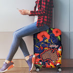 Adelaide Crows ANZAC Day Tribute Luggage Cover Indigenous Dot Art Poppy Remembrance Football Warrior