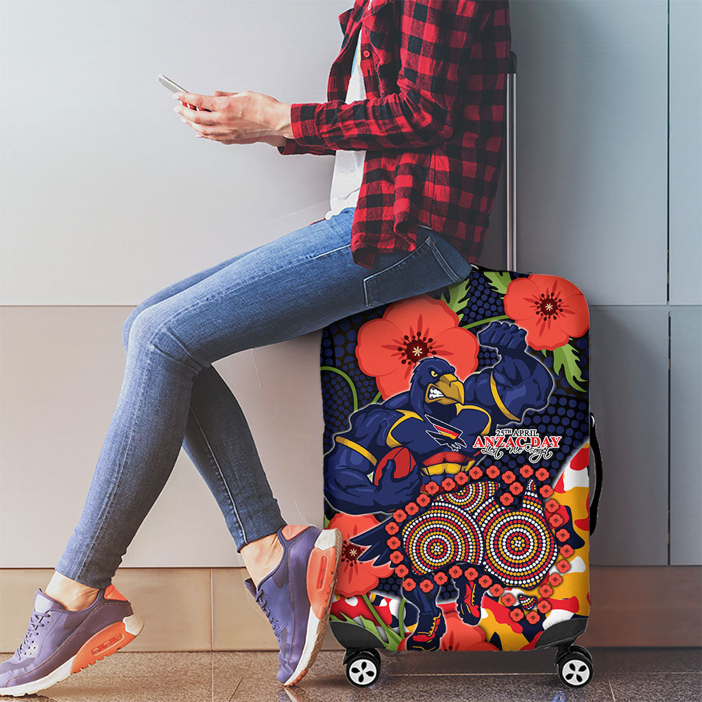 Adelaide Crows ANZAC Day Tribute Luggage Cover Indigenous Dot Art Poppy Remembrance Football Warrior