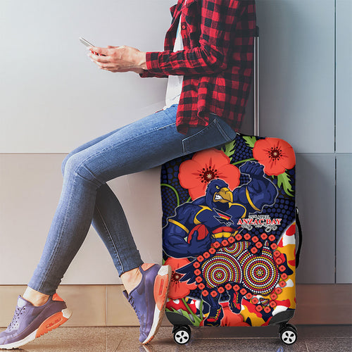 Adelaide Crows ANZAC Day Tribute Luggage Cover Indigenous Dot Art Poppy Remembrance Football Warrior
