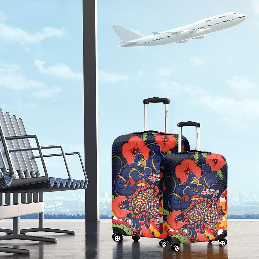 Adelaide Crows ANZAC Day Tribute Luggage Cover Indigenous Dot Art Poppy Remembrance Football Warrior