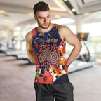 Adelaide Crows ANZAC Day Tribute Men Tank Top Indigenous Dot Art Poppy Remembrance Football Warrior