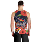 Adelaide Crows ANZAC Day Tribute Men Tank Top Indigenous Dot Art Poppy Remembrance Football Warrior