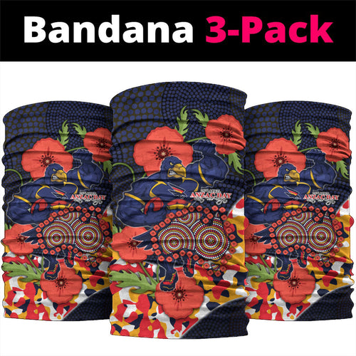 Adelaide Crows ANZAC Day Tribute Neck Gaiter Indigenous Dot Art Poppy Remembrance Football Warrior