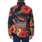 Adelaide Crows ANZAC Day Tribute Padded Jacket Indigenous Dot Art Poppy Remembrance Football Warrior
