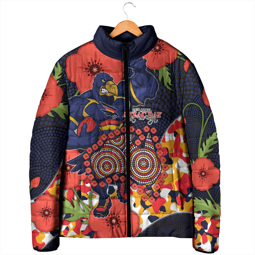 Adelaide Crows ANZAC Day Tribute Padded Jacket Indigenous Dot Art Poppy Remembrance Football Warrior