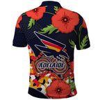 Adelaide Crows ANZAC Day Tribute Polo Shirt Indigenous Dot Art Poppy Remembrance Football Warrior