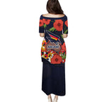 Adelaide Crows ANZAC Day Tribute Puletasi Indigenous Dot Art Poppy Remembrance Football Warrior