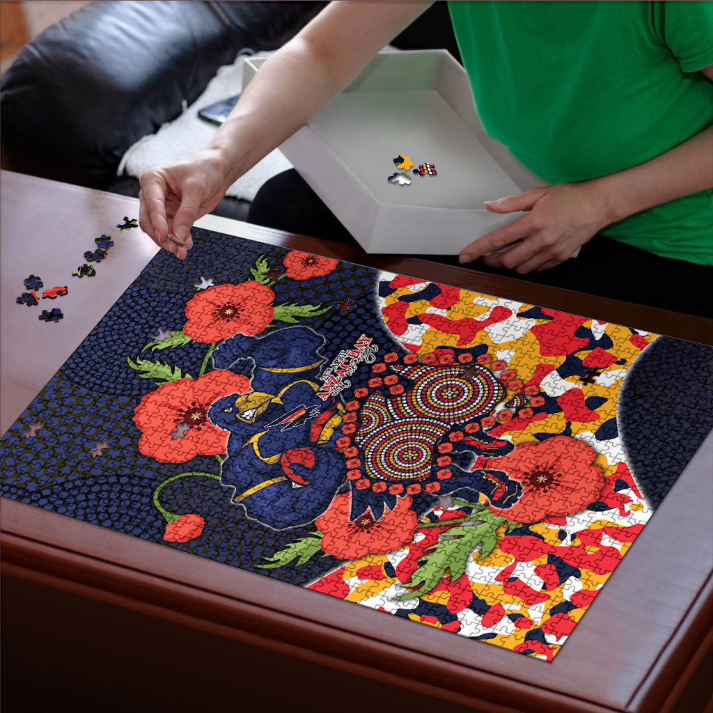 Adelaide Crows ANZAC Day Tribute Puzzle Indigenous Dot Art Poppy Remembrance Football Warrior