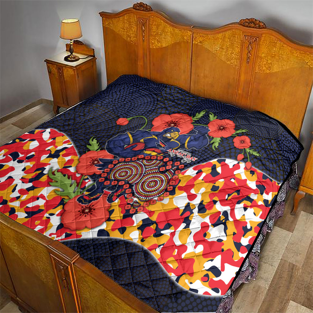 Adelaide Crows ANZAC Day Tribute Quilt Indigenous Dot Art Poppy Remembrance Football Warrior