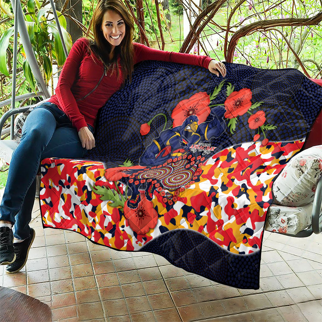 Adelaide Crows ANZAC Day Tribute Quilt Indigenous Dot Art Poppy Remembrance Football Warrior