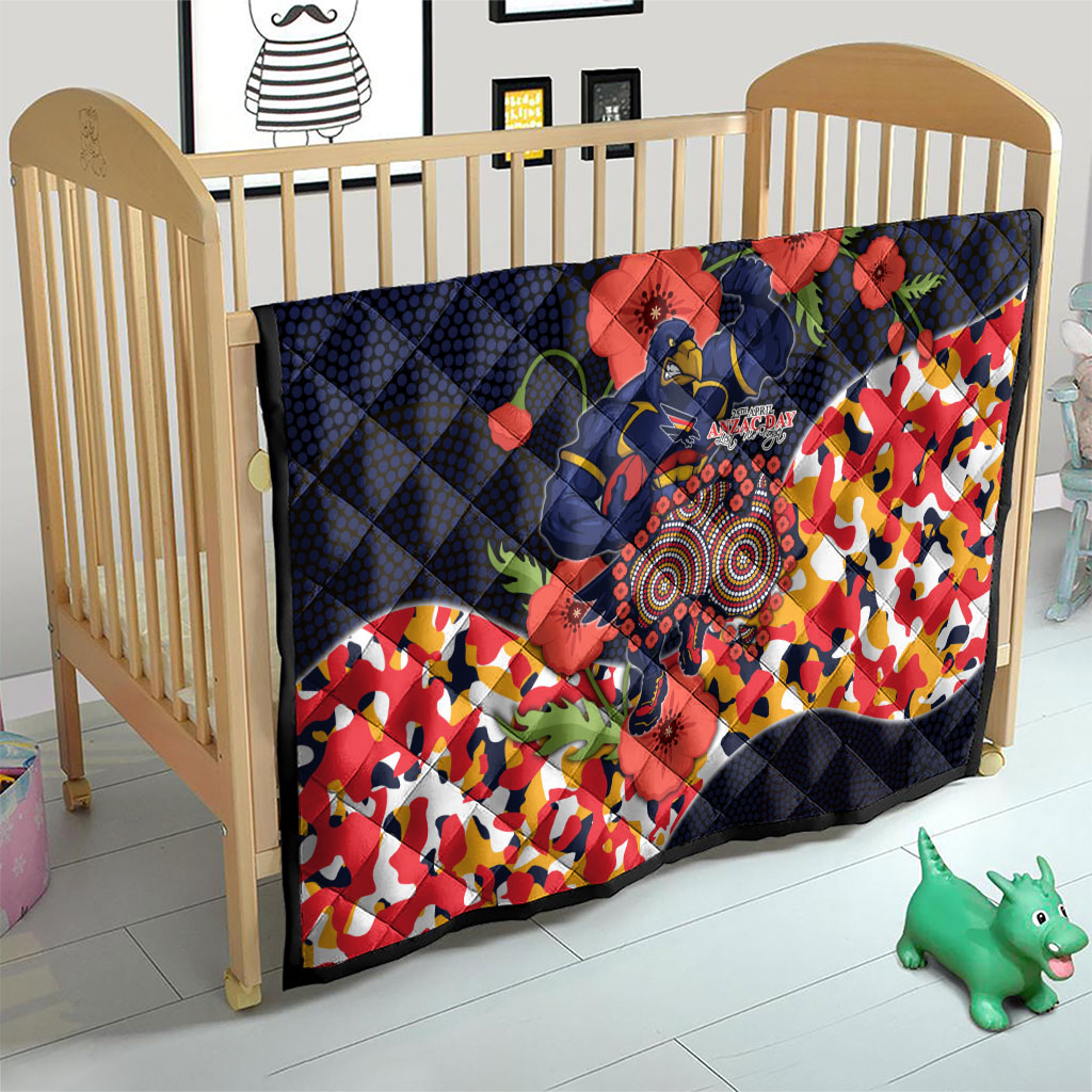 Adelaide Crows ANZAC Day Tribute Quilt Indigenous Dot Art Poppy Remembrance Football Warrior