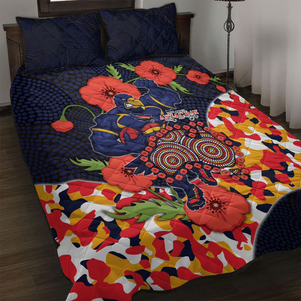 Adelaide Crows ANZAC Day Tribute Quilt Bed Set Indigenous Dot Art Poppy Remembrance Football Warrior