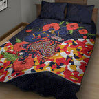Adelaide Crows ANZAC Day Tribute Quilt Bed Set Indigenous Dot Art Poppy Remembrance Football Warrior