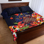Adelaide Crows ANZAC Day Tribute Quilt Bed Set Indigenous Dot Art Poppy Remembrance Football Warrior