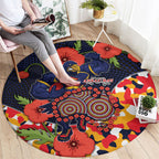 Adelaide Crows ANZAC Day Tribute Round Carpet Indigenous Dot Art Poppy Remembrance Football Warrior