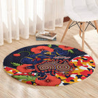 Adelaide Crows ANZAC Day Tribute Round Carpet Indigenous Dot Art Poppy Remembrance Football Warrior