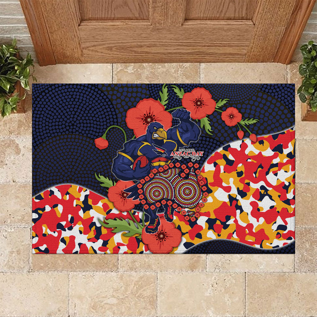 Adelaide Crows ANZAC Day Tribute Rubber Doormat Indigenous Dot Art Poppy Remembrance Football Warrior