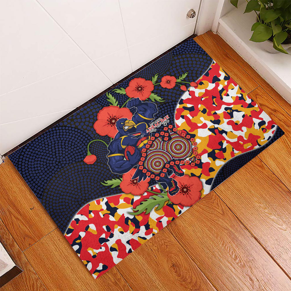Adelaide Crows ANZAC Day Tribute Rubber Doormat Indigenous Dot Art Poppy Remembrance Football Warrior