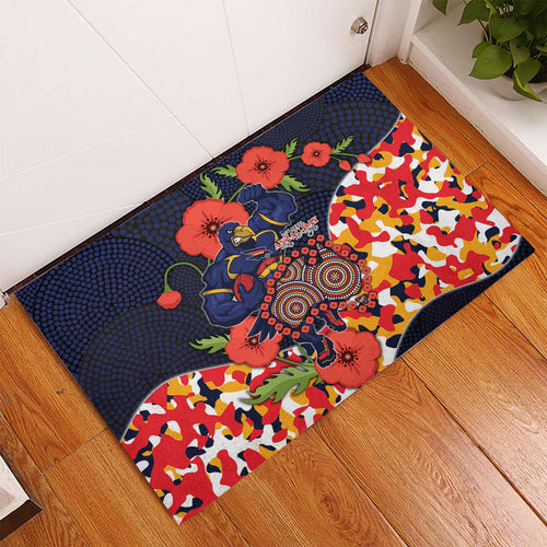 Adelaide Crows ANZAC Day Tribute Rubber Doormat Indigenous Dot Art Poppy Remembrance Football Warrior